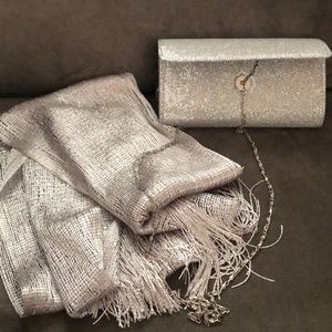Silver Clutch with Matching Scarf